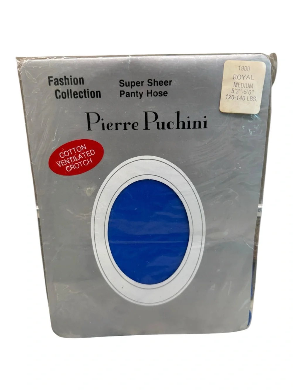 Vintage Pierre Puchini Super Sheer Pantyhose 100% Nylon Royal Blue Medium